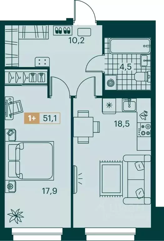 1-к кв. Ямало-Ненецкий АО, Новый Уренгой ул. Газовиков (51.1 м) - Фото 1