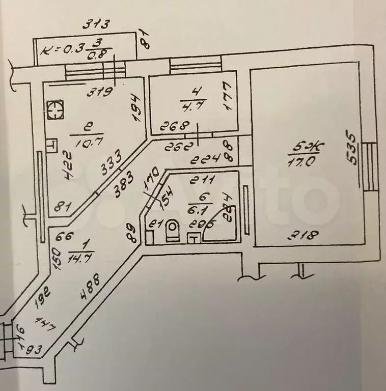 1-к. квартира, 53,2 м, 2/6 эт. - Фото 0