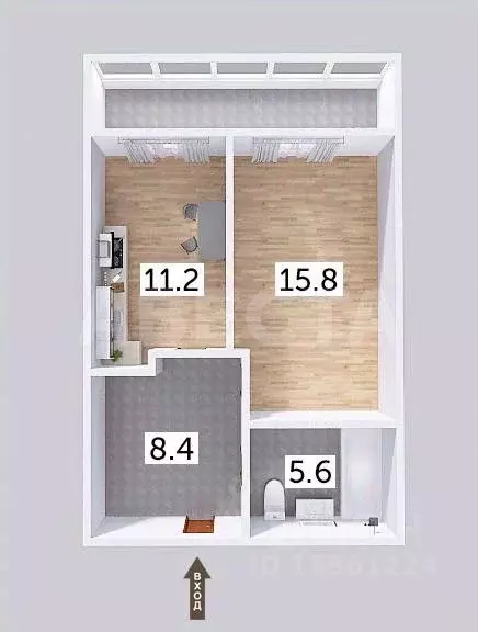 1-к кв. Омская область, Омск Пригородная ул., 23к2 (41.0 м) - Фото 1