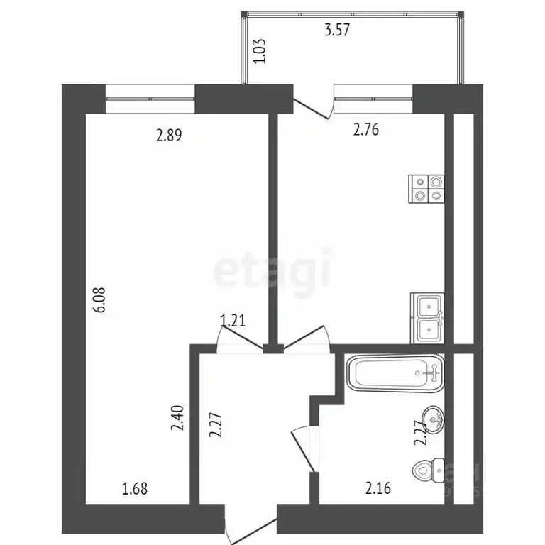 1-к кв. Саха (Якутия), Якутск ул. Богдана Чижика, 27 (31.9 м) - Фото 1
