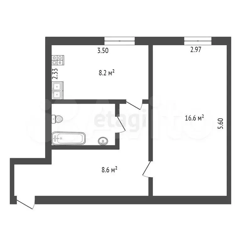 1-к. квартира, 36 м, 5/5 эт. - Фото 0