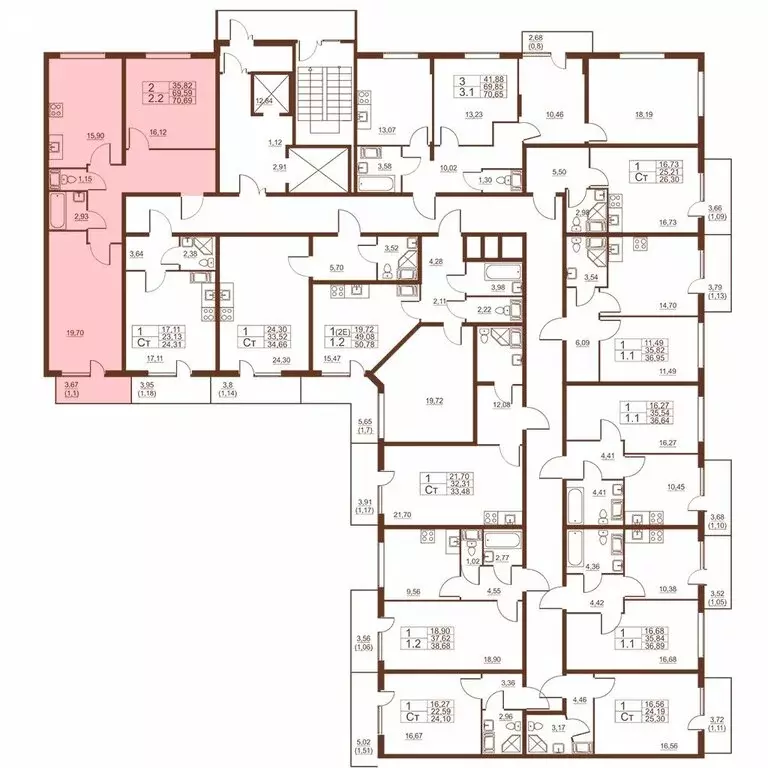 2-комнатная квартира: посёлок Шушары, Московское шоссе, 262к1 (70.69 ... - Фото 2