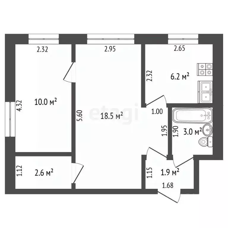 2-к кв. Забайкальский край, Чита ул. Весенняя, 5 (42.2 м) - Фото 1