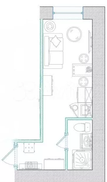 Квартира-студия, 12,8 м, 1/5 эт. - Фото 0