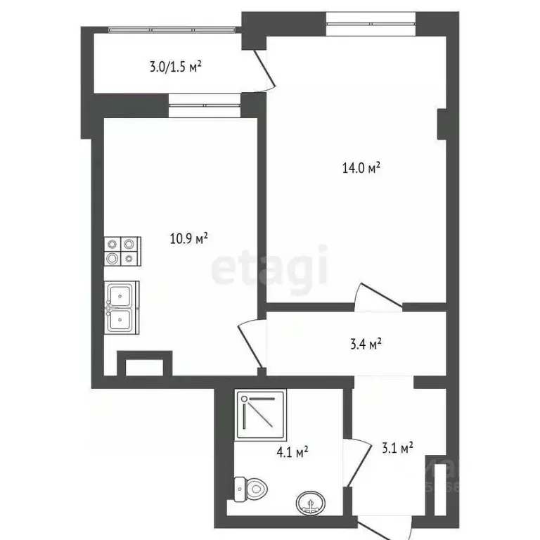 1-к кв. Крым, Ялта муниципальный округ, Массандра пгт ш. Южнобережное, ... - Фото 2