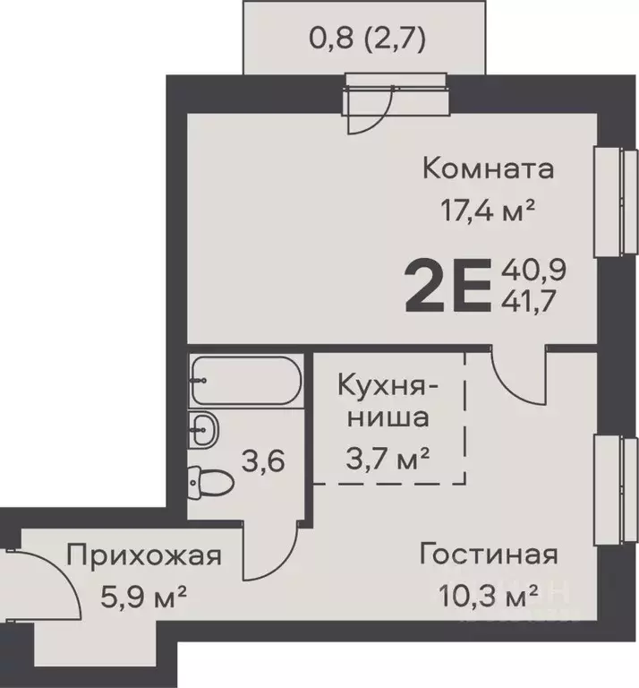 2-к кв. Пермский край, Пермь ул. Вильямса, 5А (41.7 м) - Фото 0