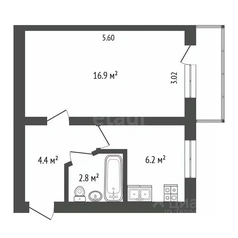 1-к кв. Севастополь просп. Героев Сталинграда, 24а (31.1 м) - Фото 0