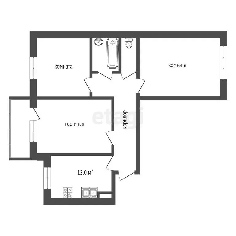 3-комнатная квартира: Пенза, Ивановская улица, 143 (74 м) - Фото 0