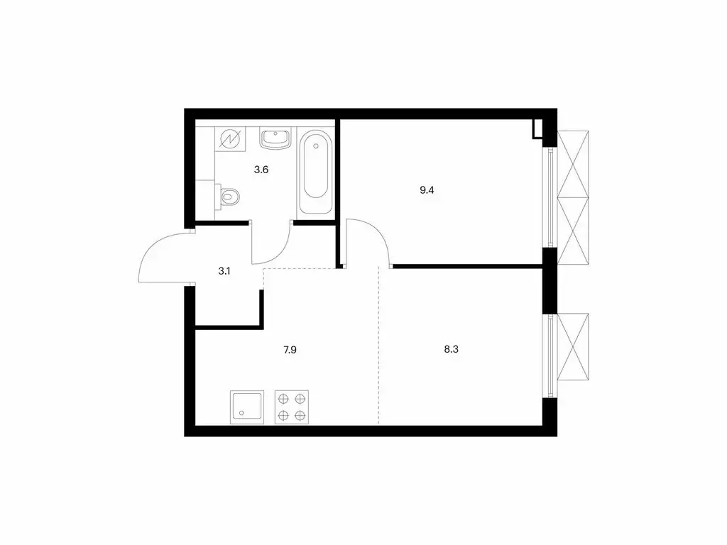 1-комнатная квартира: Ильинское-Усово, ЖК Ильинские Луга, к2.9 (32.3 ... - Фото 0