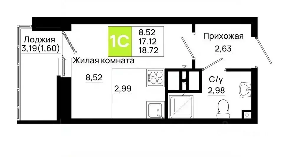 Студия Ростовская область, Ростов-на-Дону Нефтекачка кв-л, Октябрь ... - Фото 0