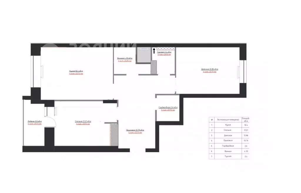 2-к кв. Чувашия, Чебоксары ул. Радужная, 10к2 (65.75 м) - Фото 2