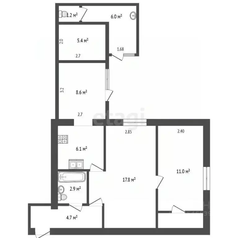 2-к кв. Крым, Алупка ул. Ульяновых, 12 (65.7 м) - Фото 2