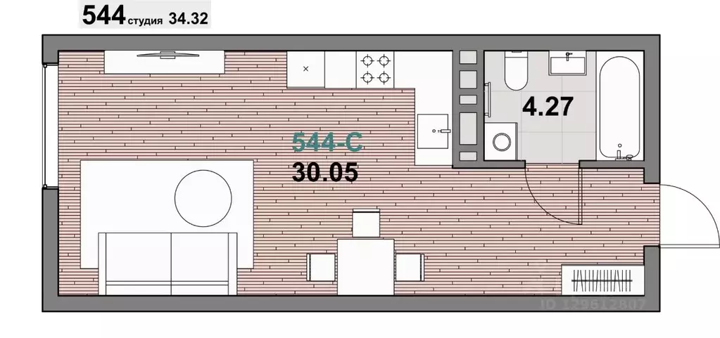 1-к кв. Калининградская область, Зеленоградск ул. Гагарина (34.32 м) - Фото 1