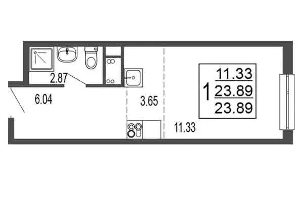 Квартира-студия: Лыткарино, 6-й микрорайон, 15Г (23.89 м) - Фото 0