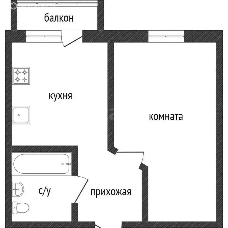 1-комнатная квартира: Таловая, переулок Ворошилова, 4 (30.2 м) - Фото 1