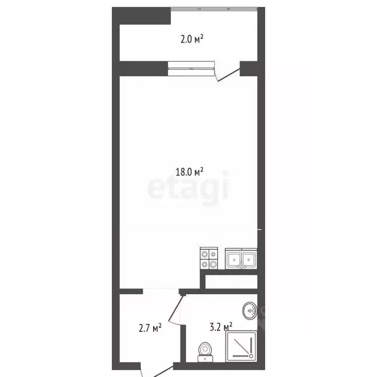 Студия Краснодарский край, Анапа Анапское ш., 18к1 (26.0 м) - Фото 2