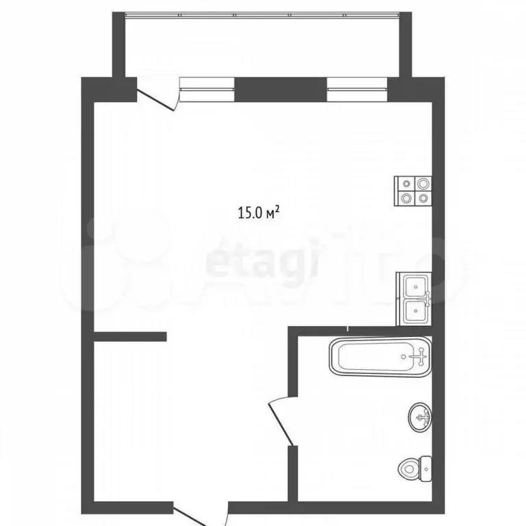 Квартира-студия, 25,7 м, 2/10 эт. - Фото 1