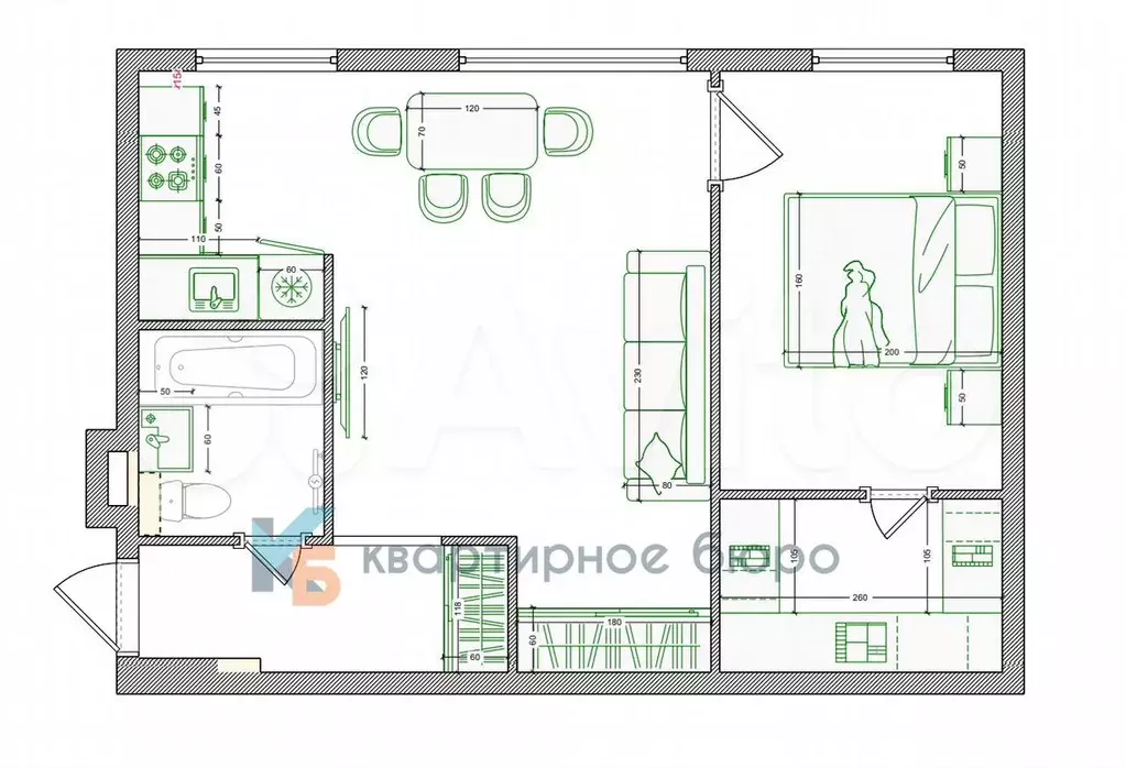 2-к. квартира, 41 м, 1/5 эт. - Фото 0