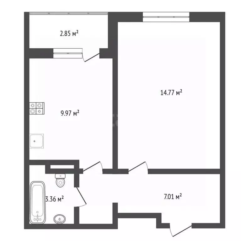 1-к кв. Тюменская область, Тюмень Антипино мкр, ул. Буденного, 1Ак1 ... - Фото 2