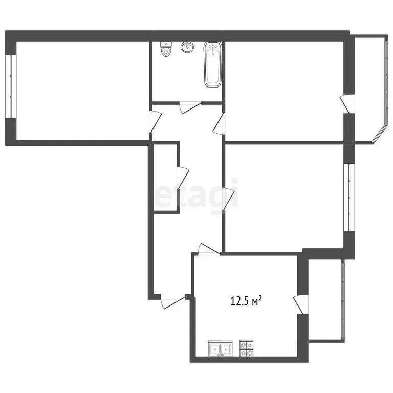 3-комнатная квартира: Санкт-Петербург, проспект Маршала Блюхера, 7к1 ... - Фото 1