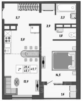 2-к кв. Оренбургская область, Оренбург ул. Юркина, 2 (49.7 м) - Фото 1