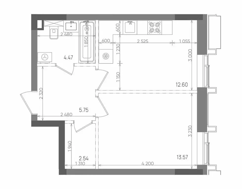 1-комнатная квартира: Казань, ЖК Вознесенский Квартал (38.93 м) - Фото 1