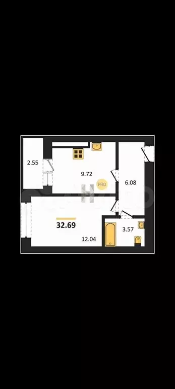 1-к. квартира, 34 м, 1/9 эт. - Фото 1