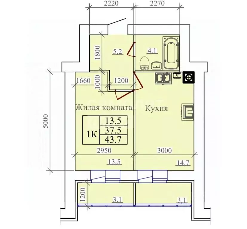 1-к кв. Ивановская область, Иваново ул. Павла Большевикова, 50к6 (38.0 ... - Фото 2
