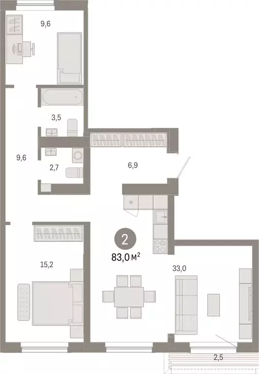 2-к кв. Новосибирская область, Новосибирск Большевистская ул., с49 ... - Фото 0