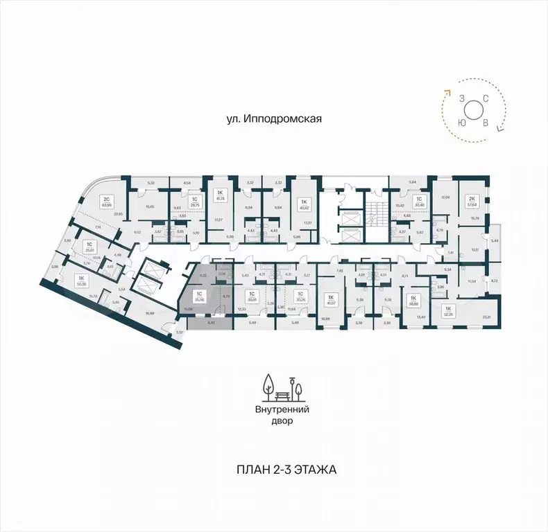 Квартира-студия, 36 м, 3/25 эт. - Фото 1
