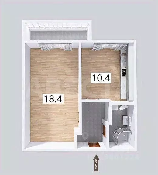 1-к кв. Омская область, Омск ул. Малиновского, 12к4 (36.2 м) - Фото 1