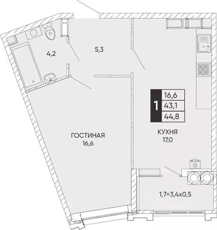 1-к кв. Ростовская область, Ростов-на-Дону Левобережная ул., 6/6с1 ... - Фото 0