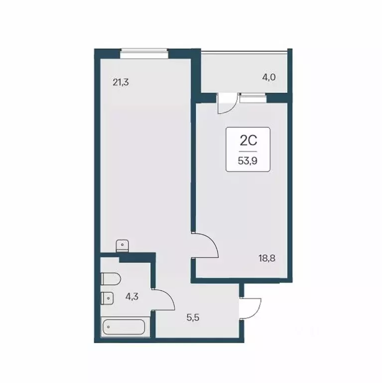 2-к кв. Новосибирская область, Новосибирск Кедровая ул., 80/3 (53.9 м) - Фото 0