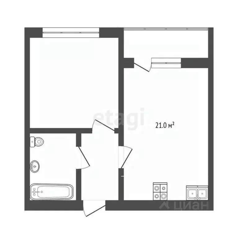 1-к кв. Тюменская область, Тюмень ул. Ю.-Р.Г. Эрвье, 32к1 (44.2 м) - Фото 0