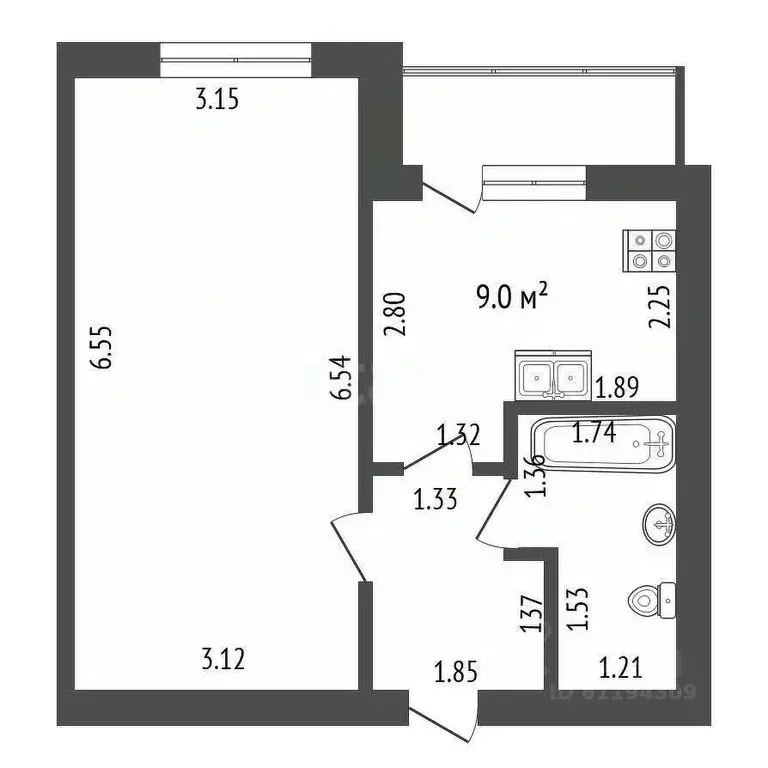 1-к кв. Мордовия, Саранск ул. 1-я Набережная, 52 (36.4 м) - Фото 1