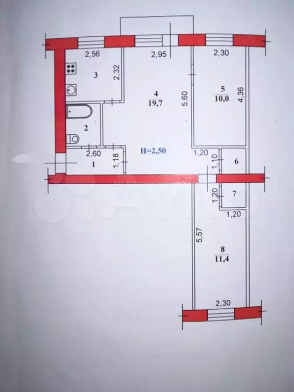 3-к. квартира, 56 м, 5/5 эт. - Фото 0