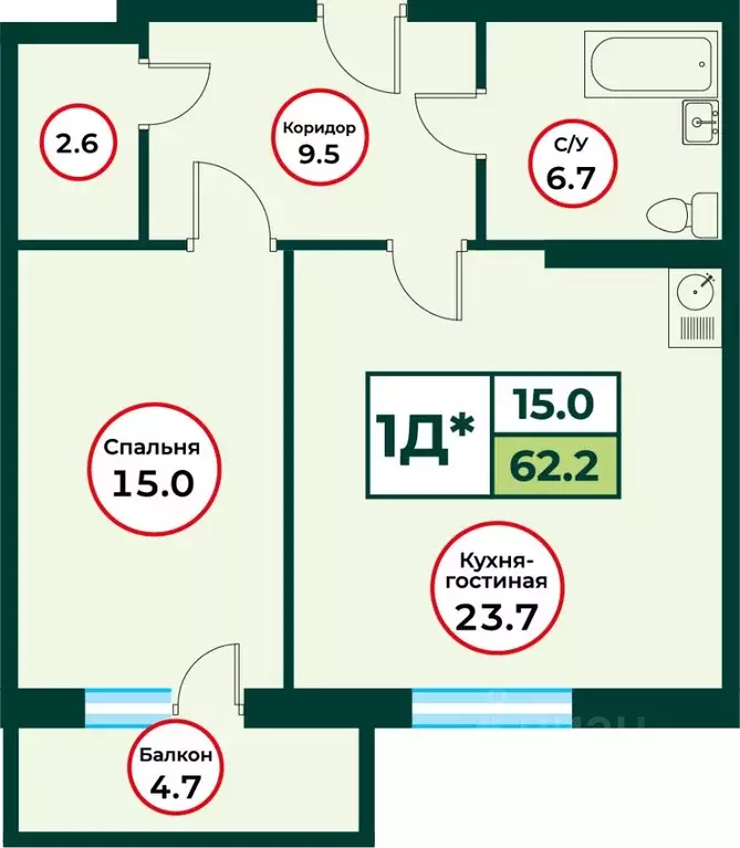 2-к кв. Красноярский край, Красноярск городской округ, пос. Солонцы ... - Фото 1