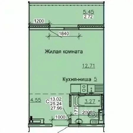 Студия Алтайский край, Барнаул ул. Союза Республик (27.96 м) - Фото 0