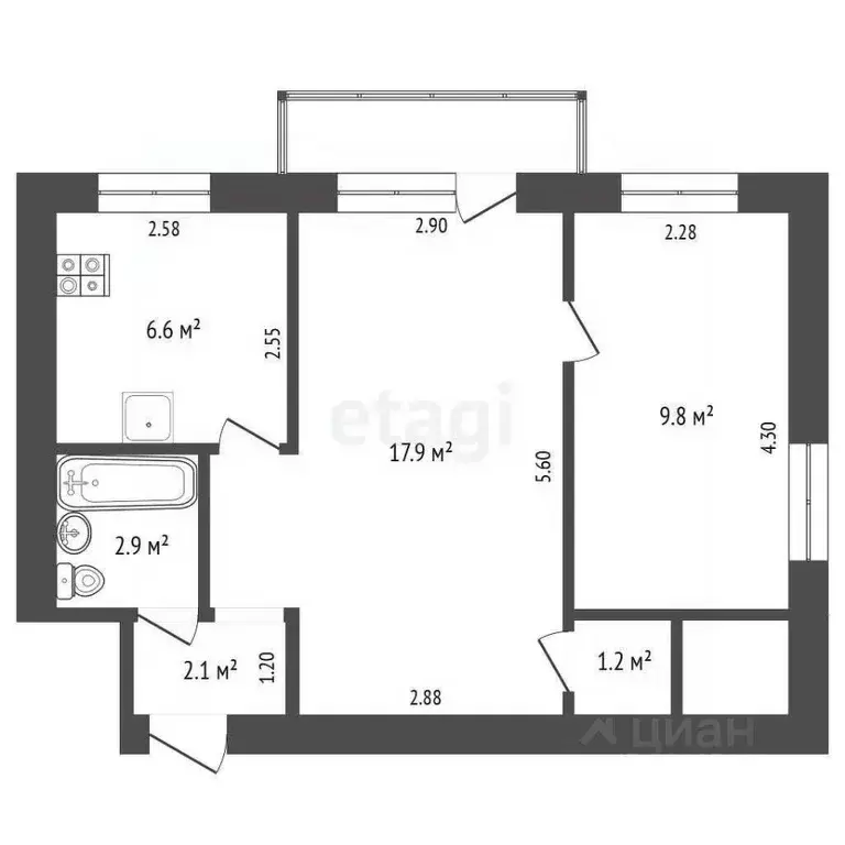 2-к кв. Забайкальский край, Чита ул. Богомягкова, 14 (42.0 м) - Фото 1