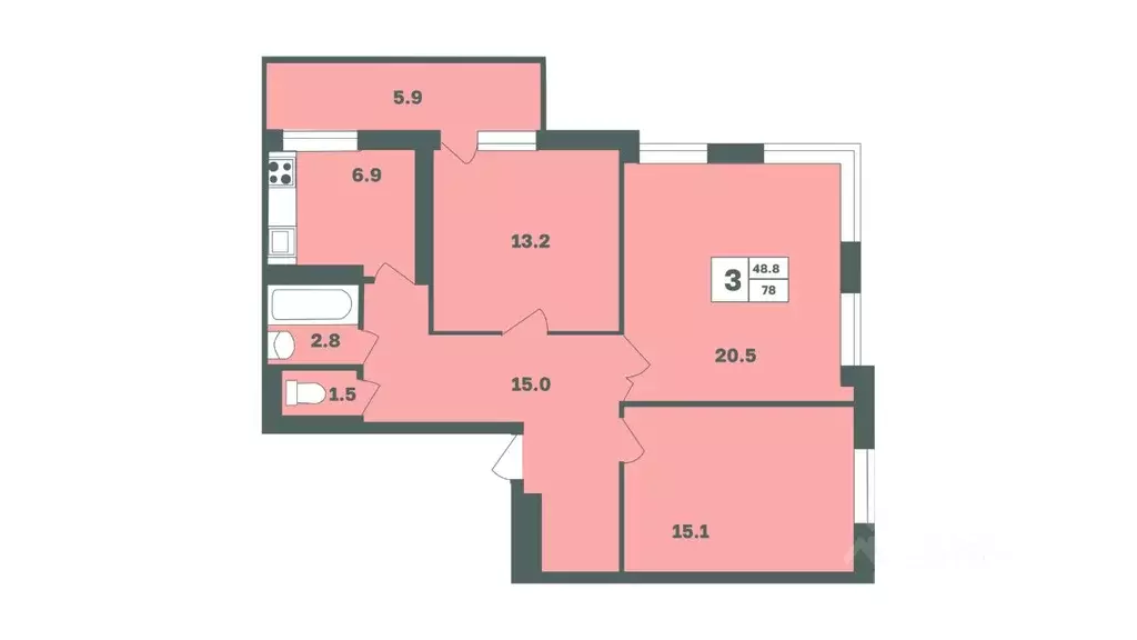 3-к кв. Башкортостан, Уфа Дагестанская ул., лит12 (78.7 м) - Фото 1