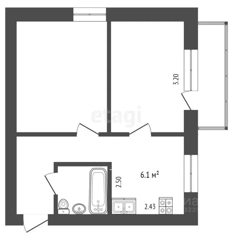 1-к кв. Вологодская область, Вологда ул. Гоголя, 13 (31.2 м) - Фото 1