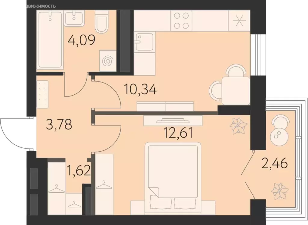 1-комнатная квартира: Екатеринбург, улица Академика Ландау, 41 (33.5 ... - Фото 0