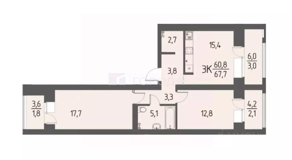 3-к кв. Томская область, Томский район, д. Кисловка, Левобережный мкр ... - Фото 2