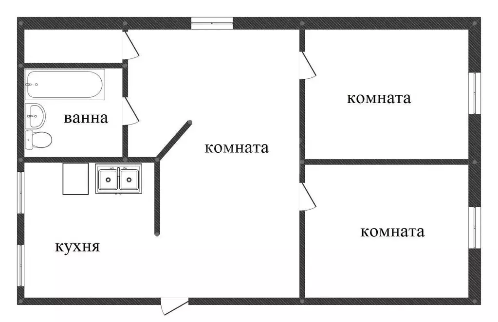Квартира, 3 комнаты, 64 м - Фото 1