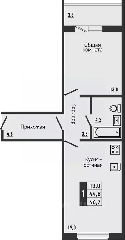 1-к кв. орловская область, орловский район, д. жилина ул. садовая, 2к1 . - Фото 0