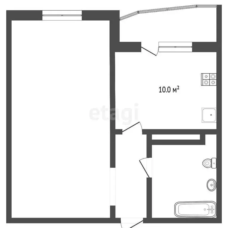 1-комнатная квартира: Тюмень, улица Монтажников, 34 (41.1 м) - Фото 1