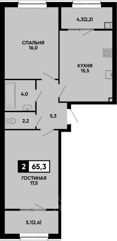 2-к кв. Ставропольский край, Кисловодск Моя Легенда жилой комплекс ... - Фото 1