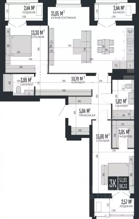 3-к кв. Алтайский край, Барнаул Опера Резиденс жилой комплекс, БС3 ... - Фото 1