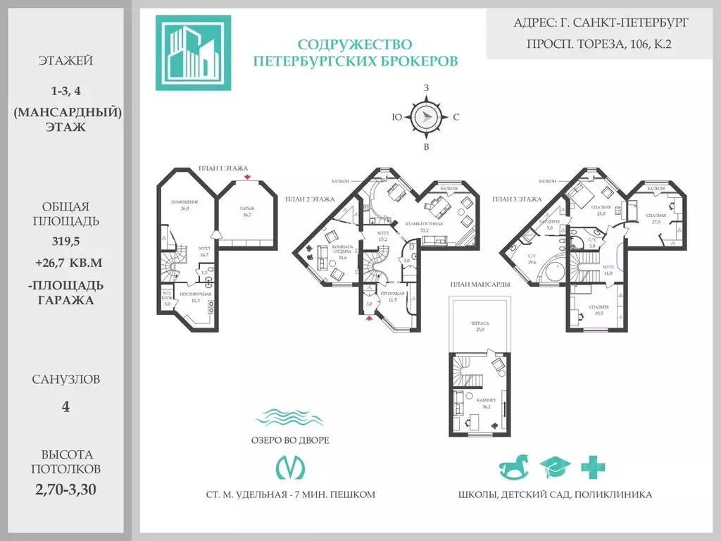 Таунхаус в Санкт-Петербург просп. Тореза, 106к2 (346 м) - Фото 1