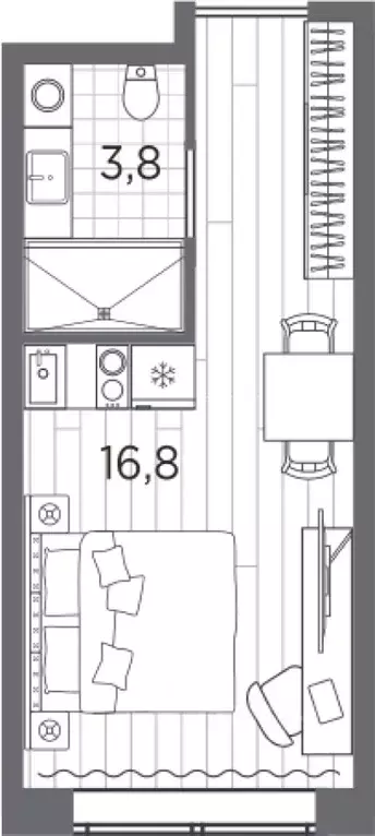 Студия Санкт-Петербург просп. Стачек, 62Е (20.6 м) - Фото 0